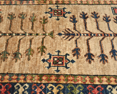 2x3 Light Brown Ersari Afghan Hand Knotted Veg Dye Wool Area Rug